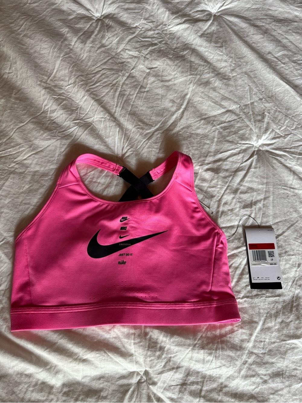 Nike Hot Pink Racerback Sports Bra with Black Swoosh